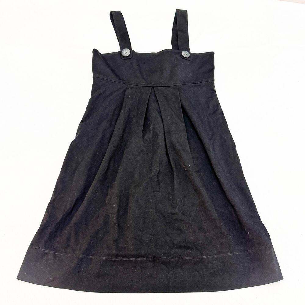Theory Little Black Strap Sleeveless Dress Pockets Button Detail Size Small